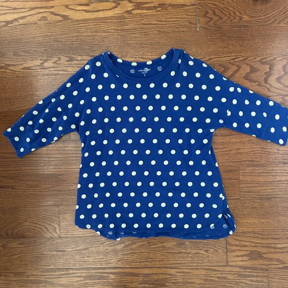 Coldwater Creek Blue Polka Dot 3/4 Sleeve Tunic Tee Size XL Size 16 - Picture 9 of 16